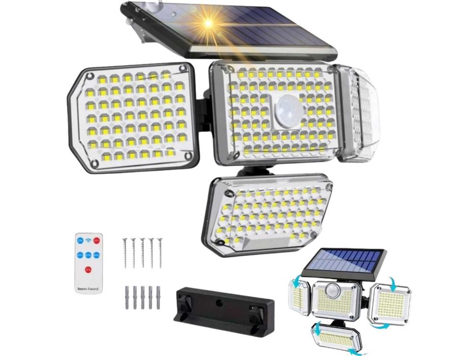Lampa solarna 4w1 LED z czujnikiem ruchu i pilotem IP65