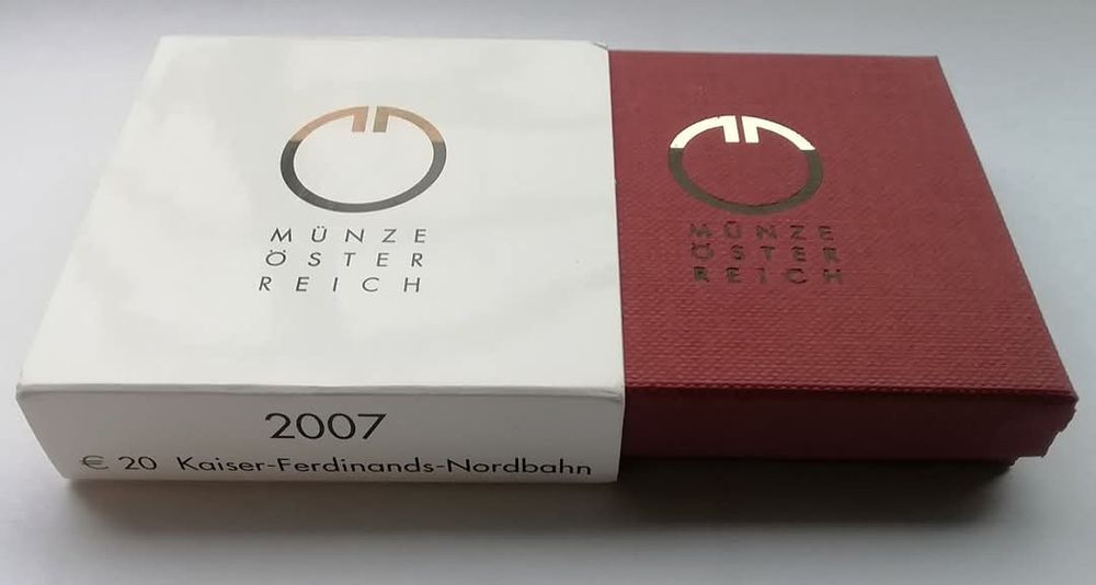 Австрія 20 Євро 2007р. Залізниця Фердинанда. СРІБЛО. ПРУФ.