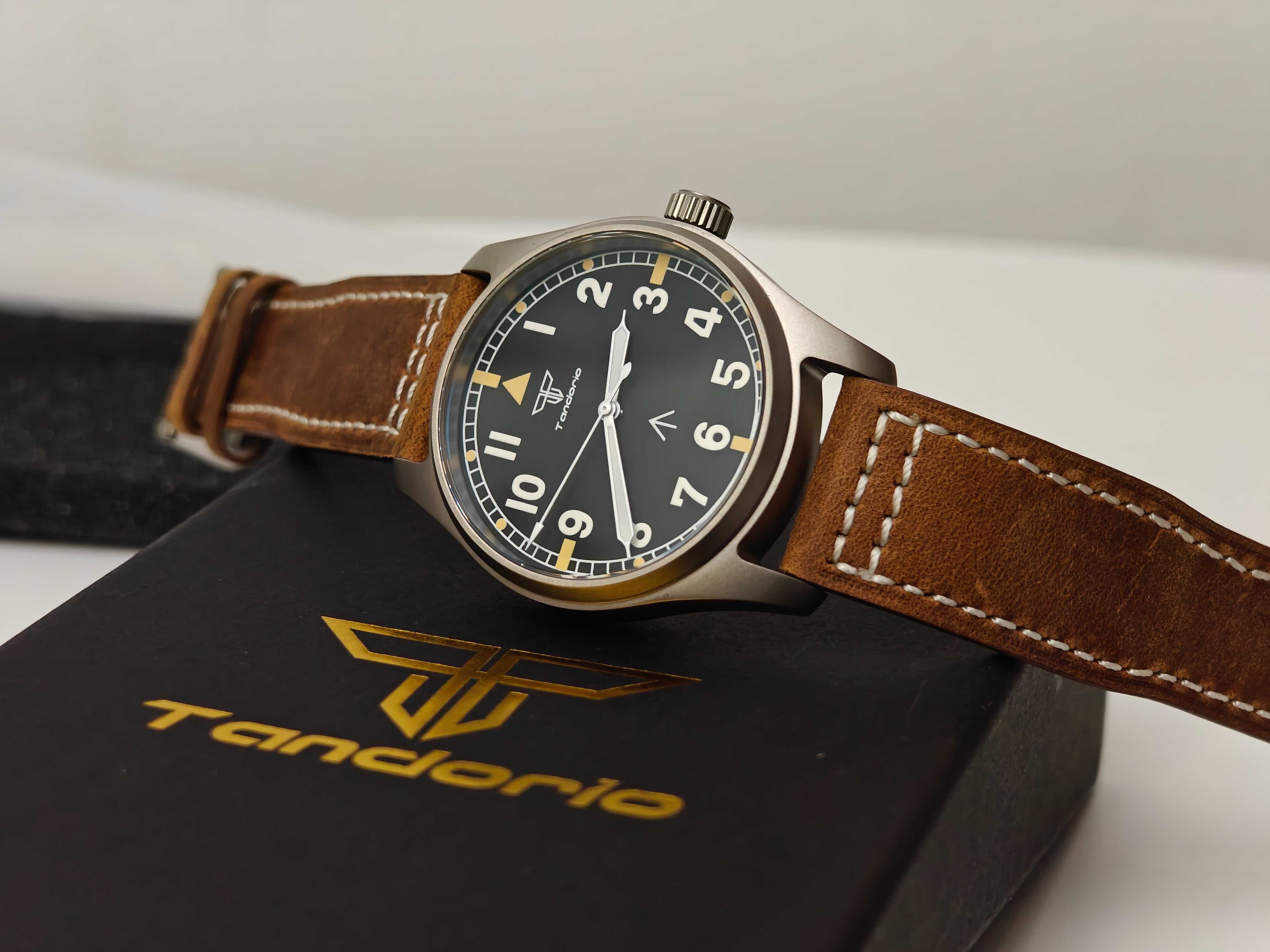 NOWY zegarek pilot tytan 200m szafir Tandorio Seiko NH35A Steeldive