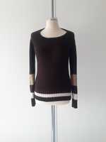 238. r.S. Wełniany brązowy sweter/tunika Orsay. Wełna