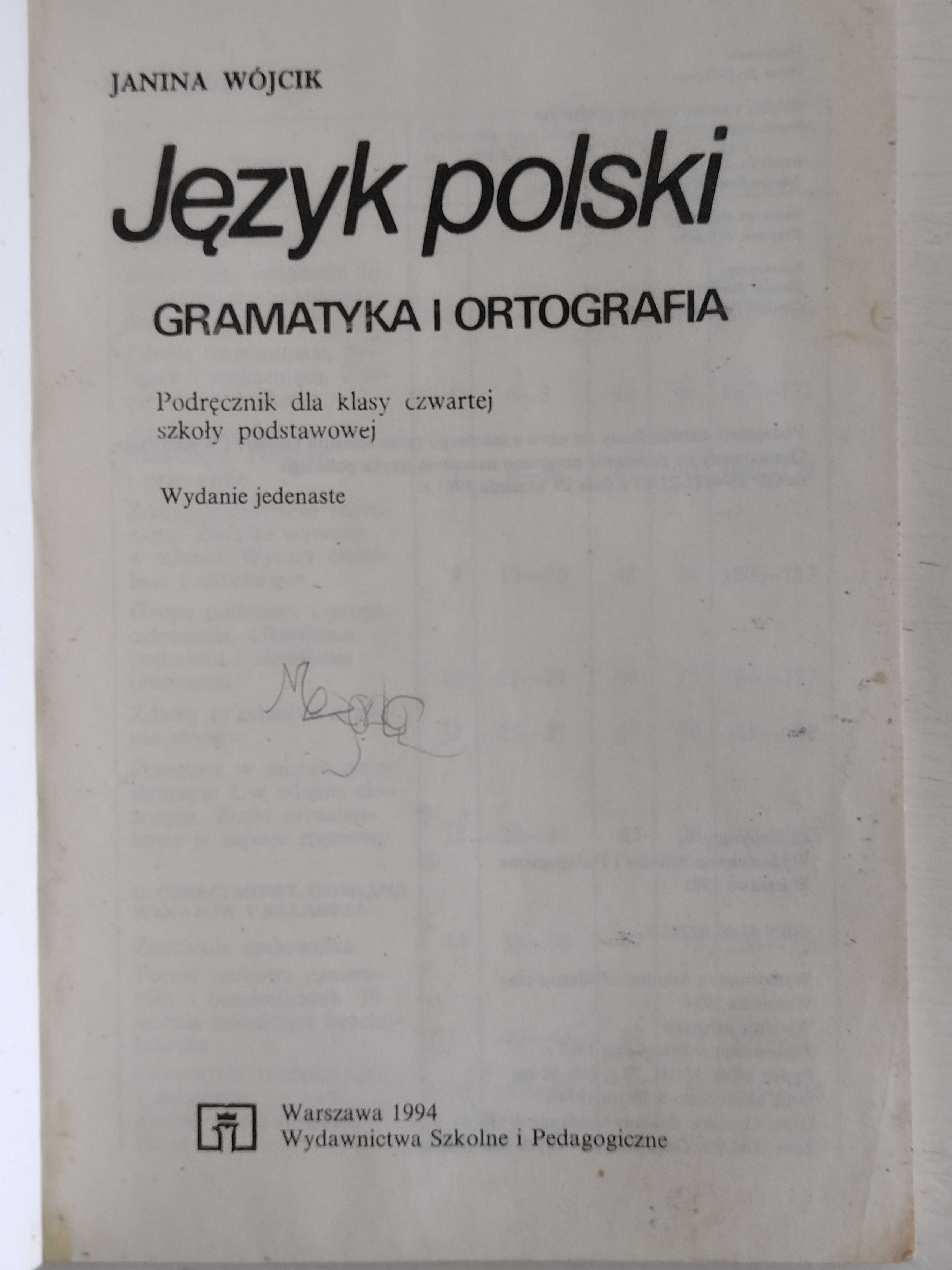 Język plski- Gramatyka i Ortografia kl. 4 - 1994 r