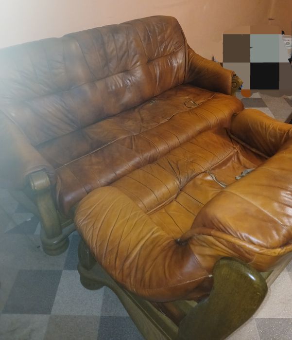 Komplet wypoczynkowy skórzany