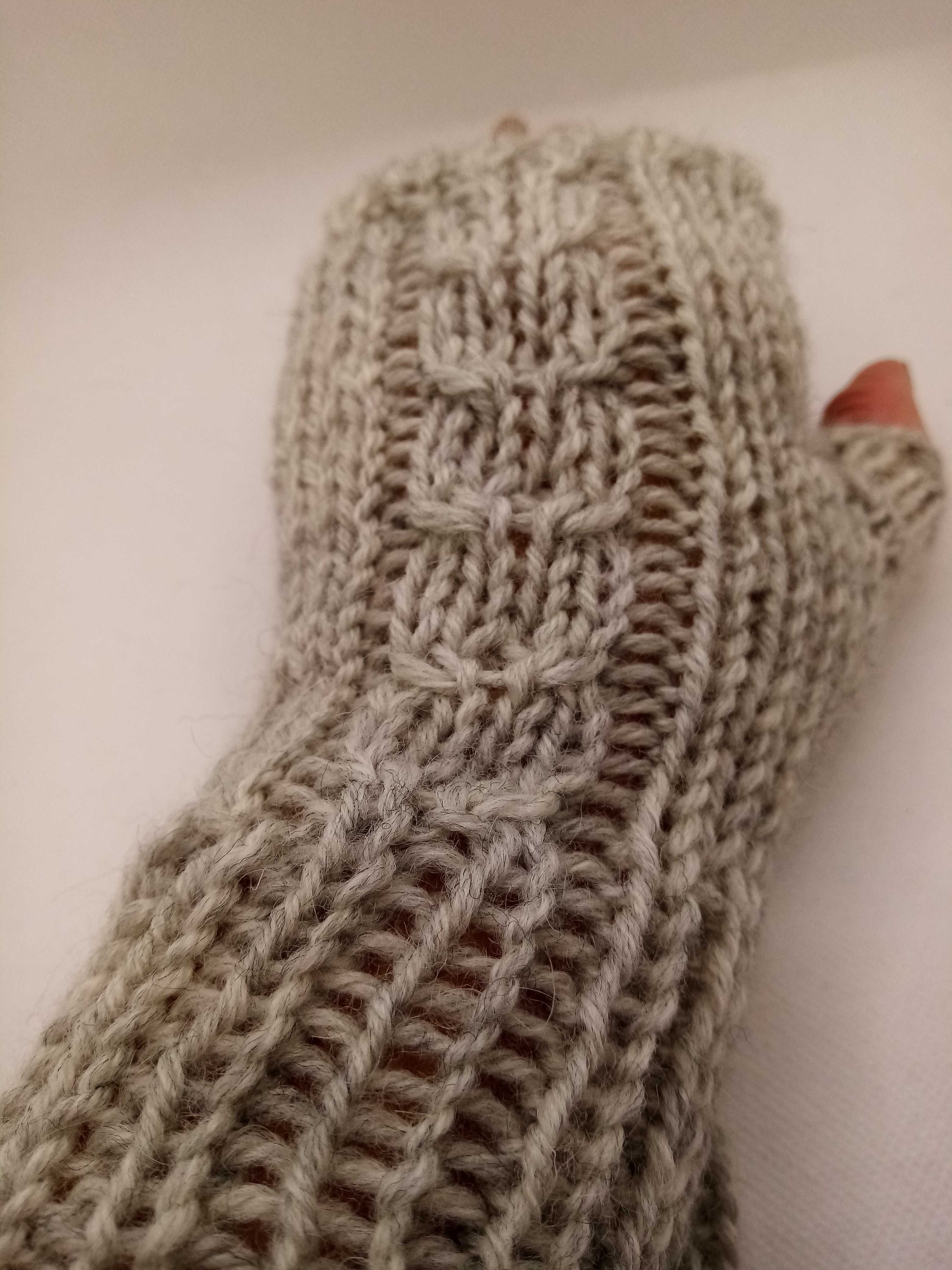 Mitenki; rękawiczki bez palców; wełna; handmade