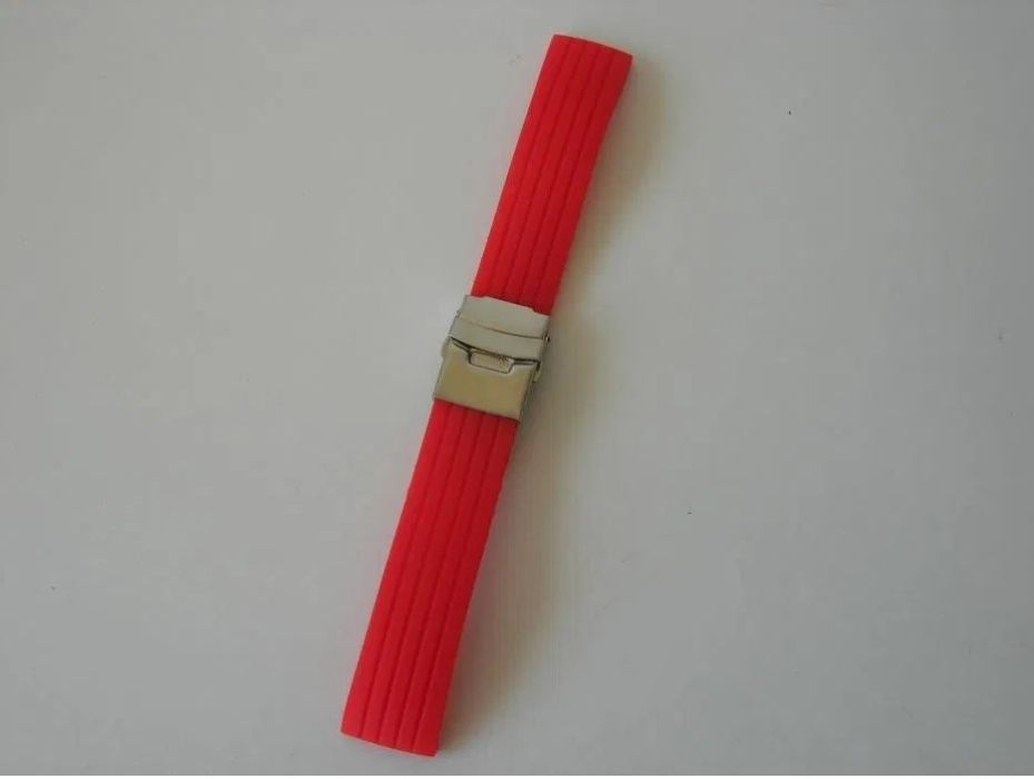 Bracelete Borracha Vermelho Fecho Báscula 20mm 22mm 24mm