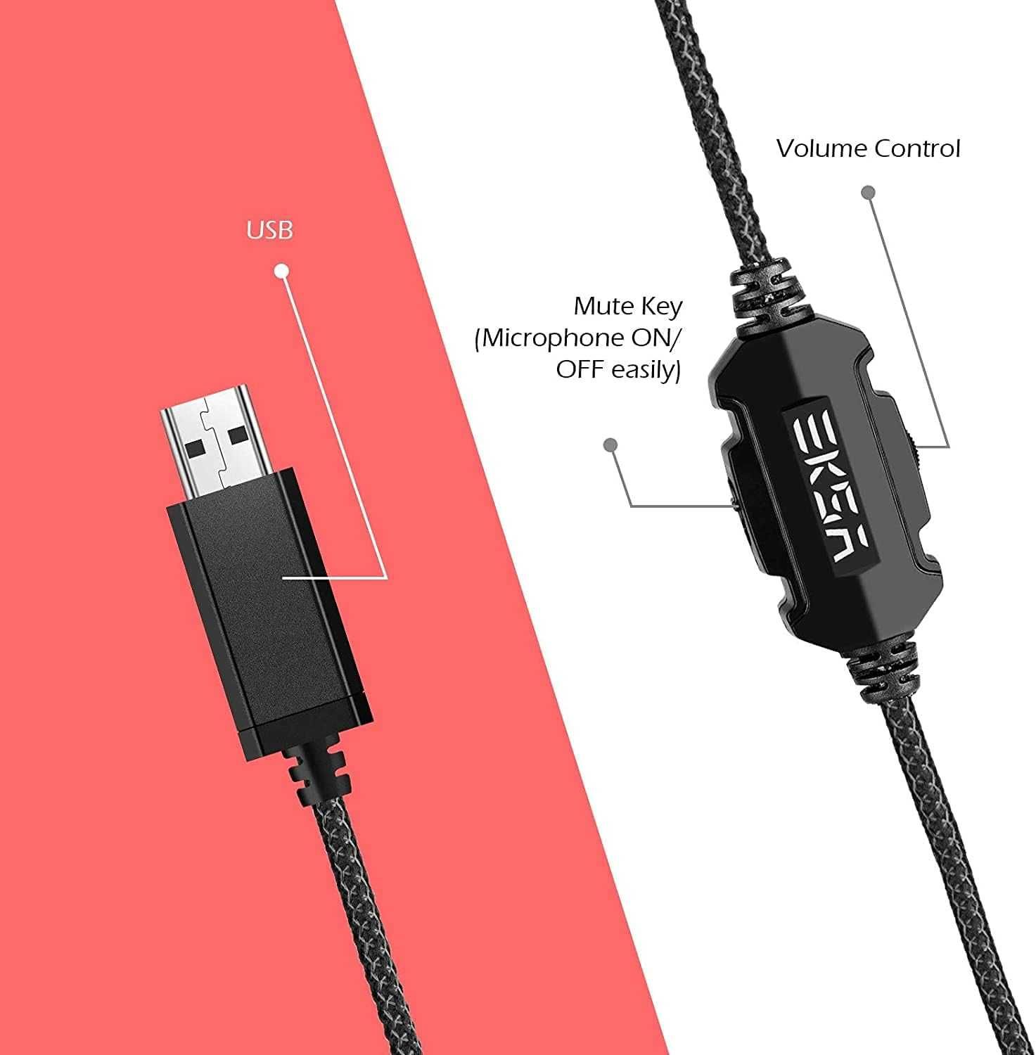 Słuchawki gamingowe EKSA E1000 USB LED 7.1