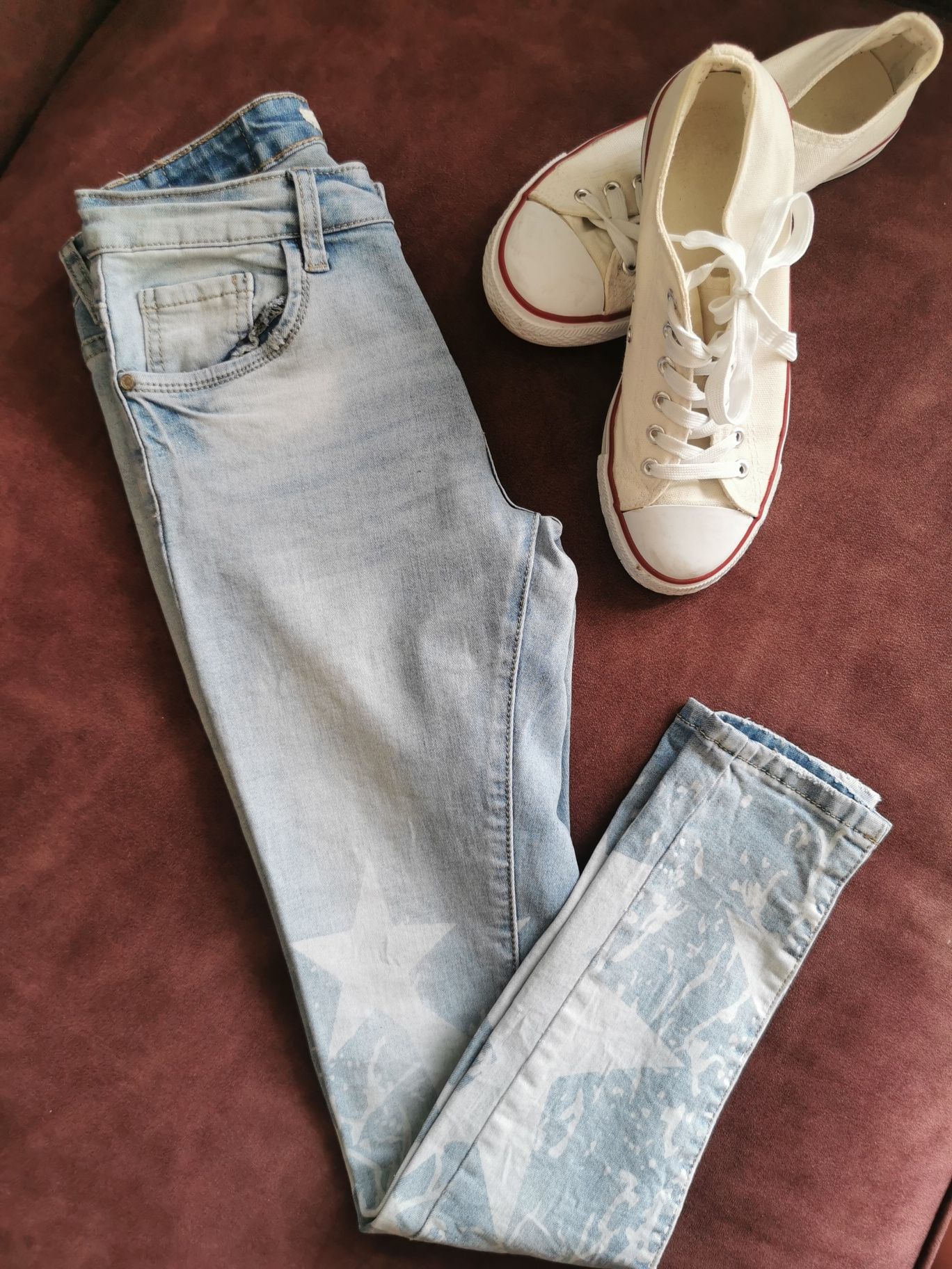 Jeansy skinny print
