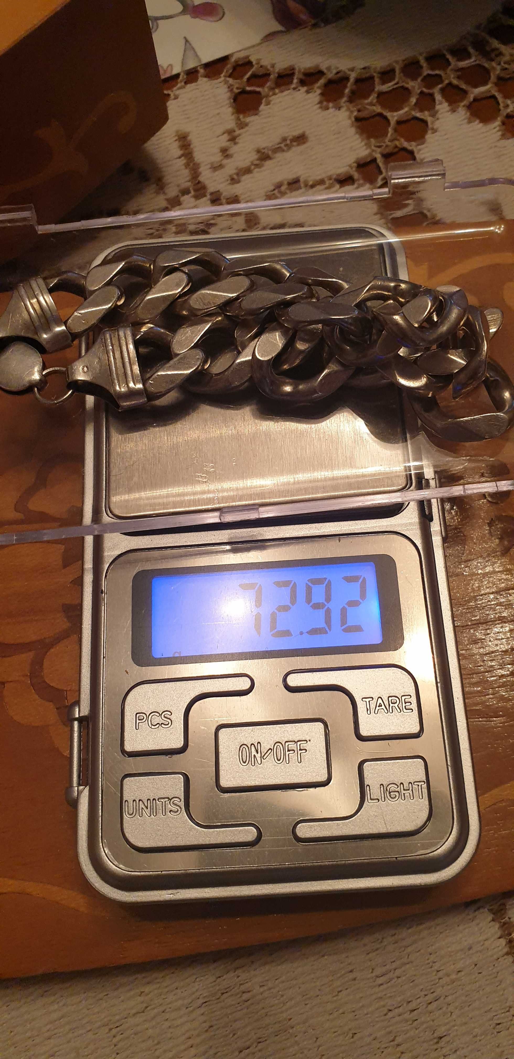 Srebrny łańcuch bransoletka pancerka 222g