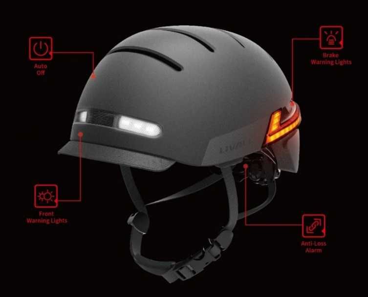Livall BH51M Neo Kask Rowerowy Czarny LED, z głośnikami JBL, rozmiar M