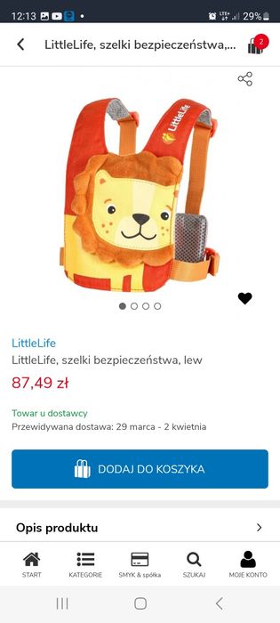 Szelki bezpieczeństwa  Lifflelife -lew-NOWE