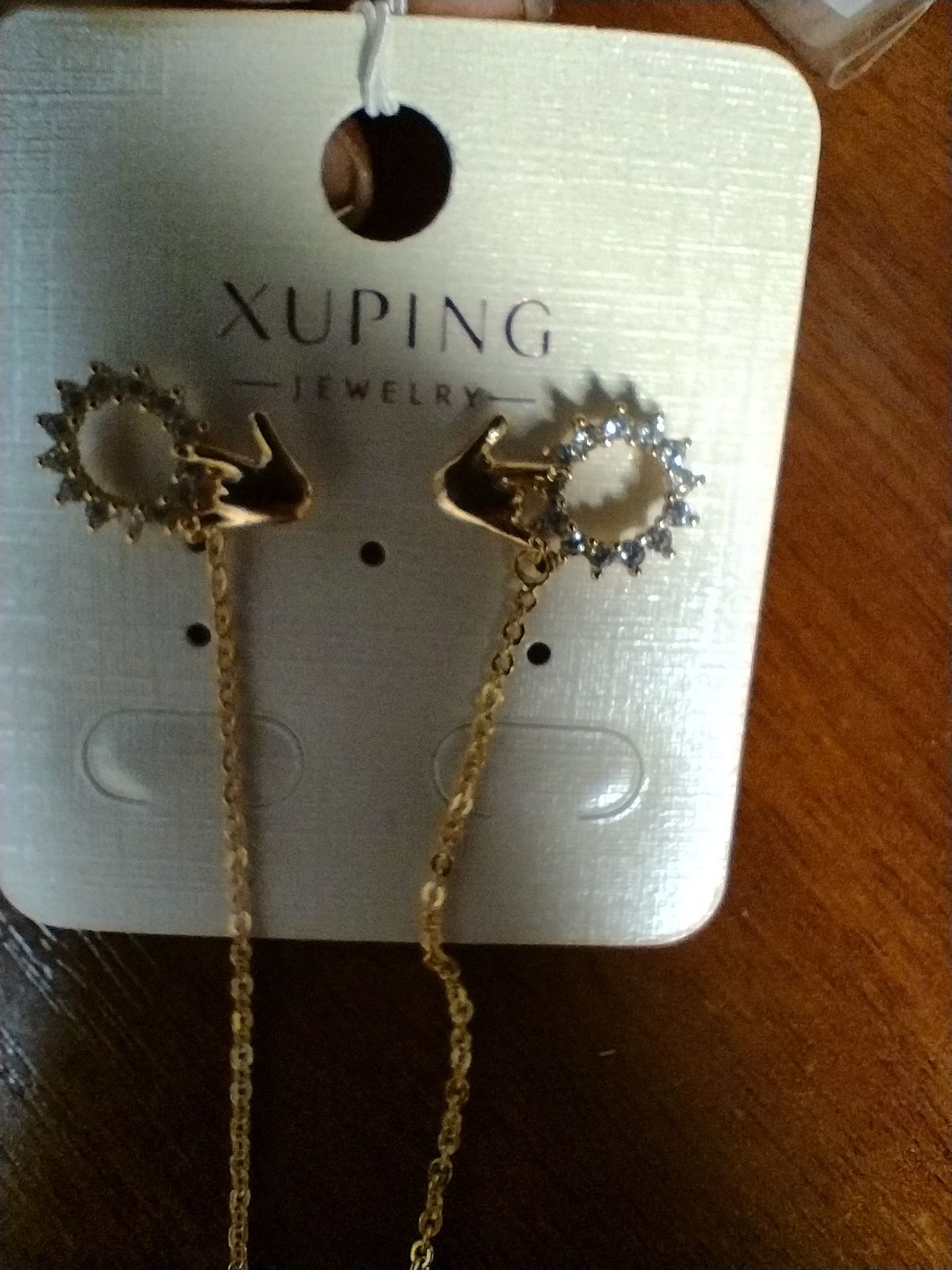 Серги висюльки медичне золото хьюпинг Xuping сережки висячі з перлами