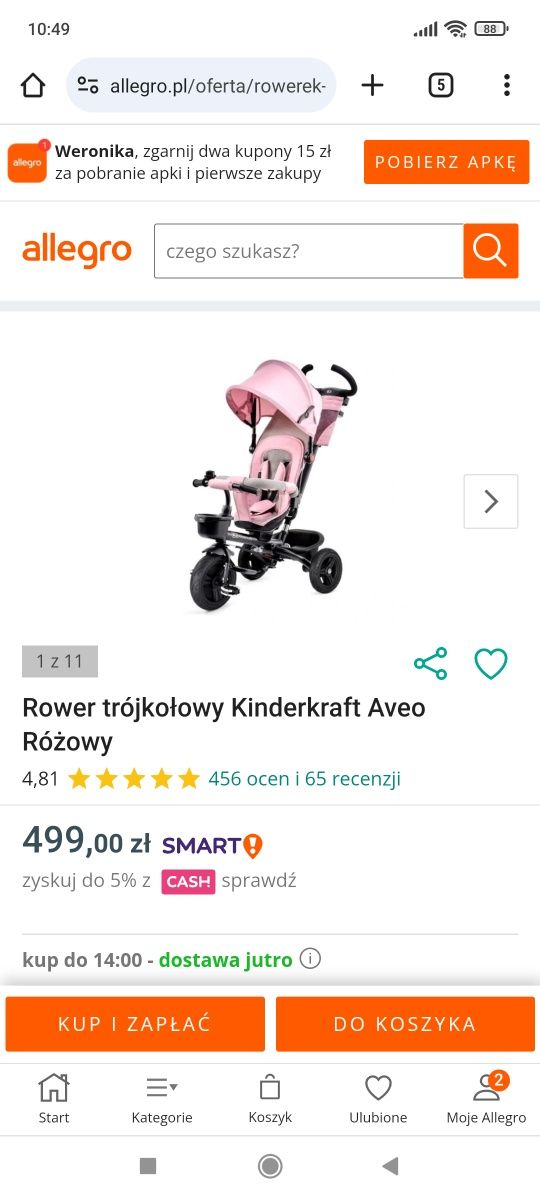 Rowerek kinderkraft Aveo różowy