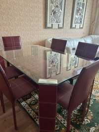Обідній скляний стіл та 6 стільців