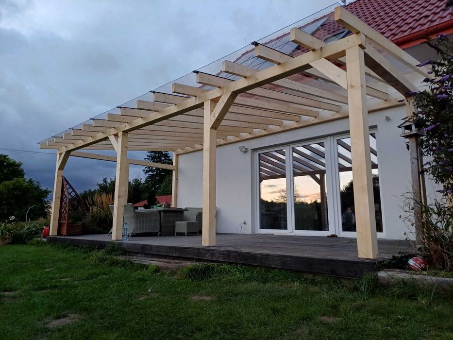 Zadaszenie tarasu,Pergola tarasowa,dach,taras,poliweglan,KVH,BSH