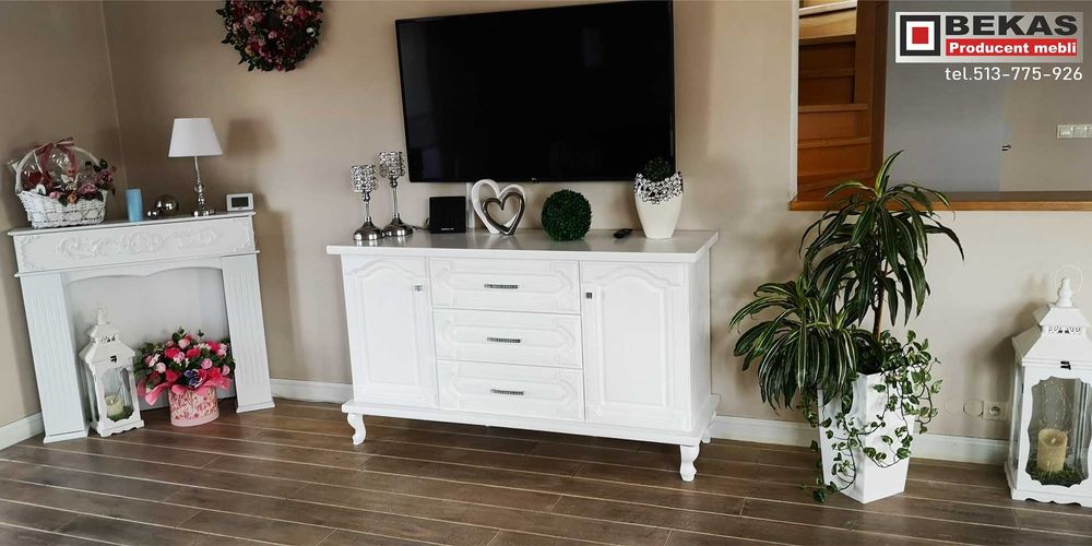 Elegancka KOMODA 180` LONDYN Biały Dąb+Dąb Złoty Bekas Producent Mebli