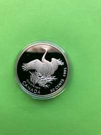 Moneta srebrna Kanada - 50 centów - Żuraw - 1996