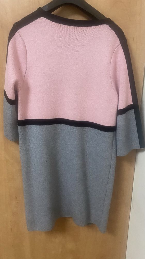 Sweter damski różowo szary