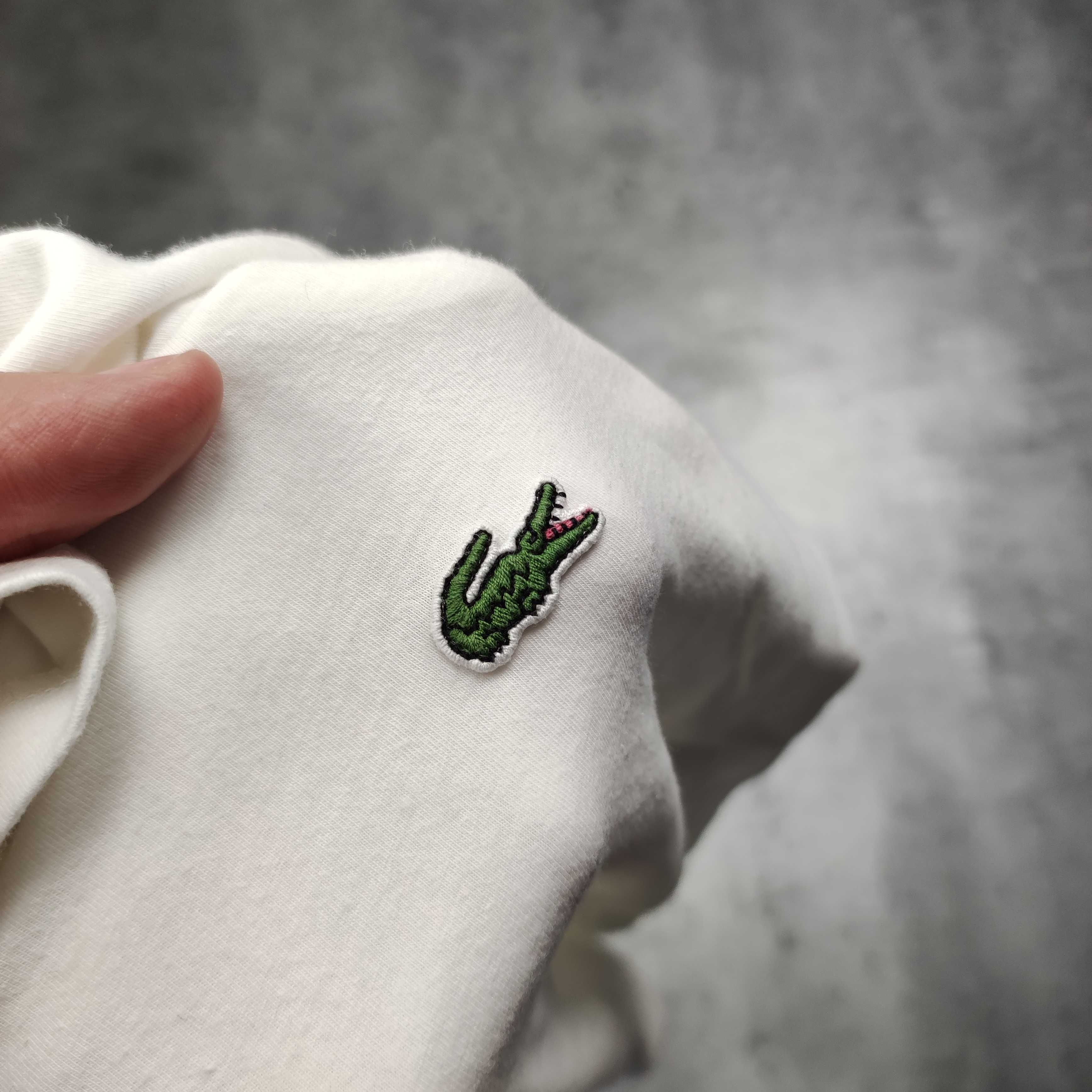 MĘSKA Koszulka Elegancka Biała PREMIU V Lacoste France Bawełna Haft