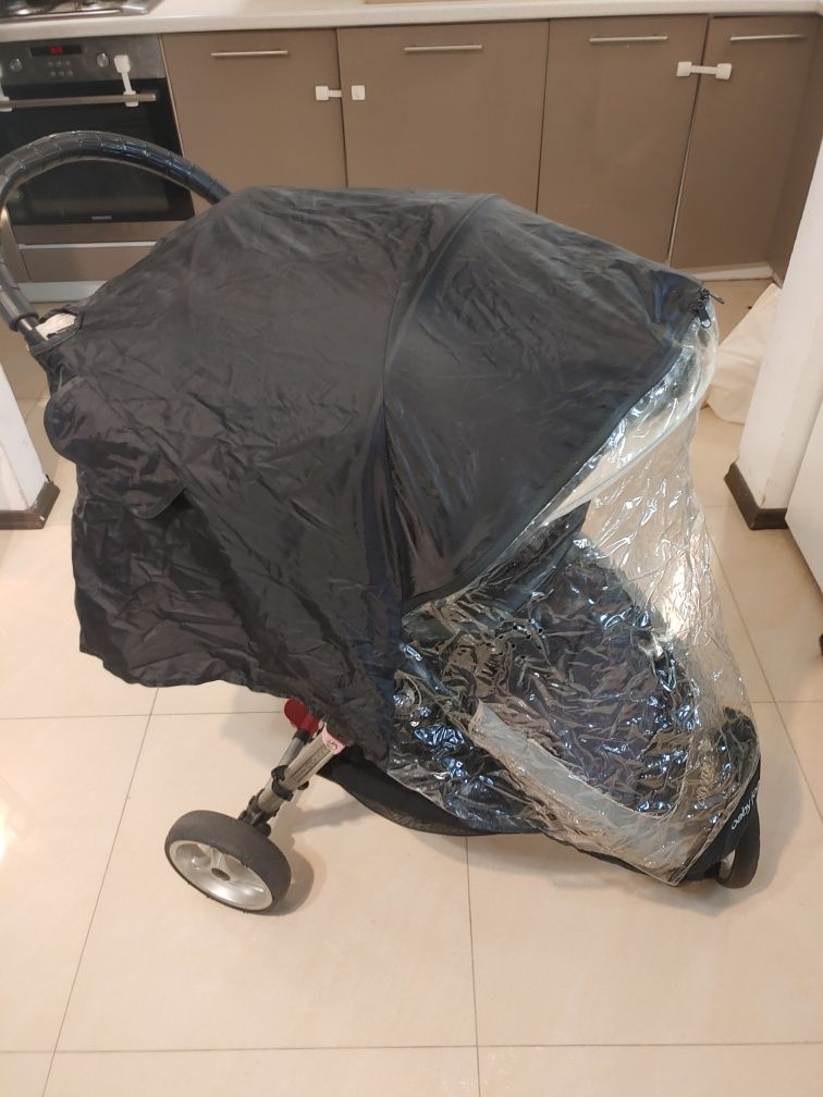 Wózek baby jogger city mini, przedłużka, folia przeciwdeszczowa