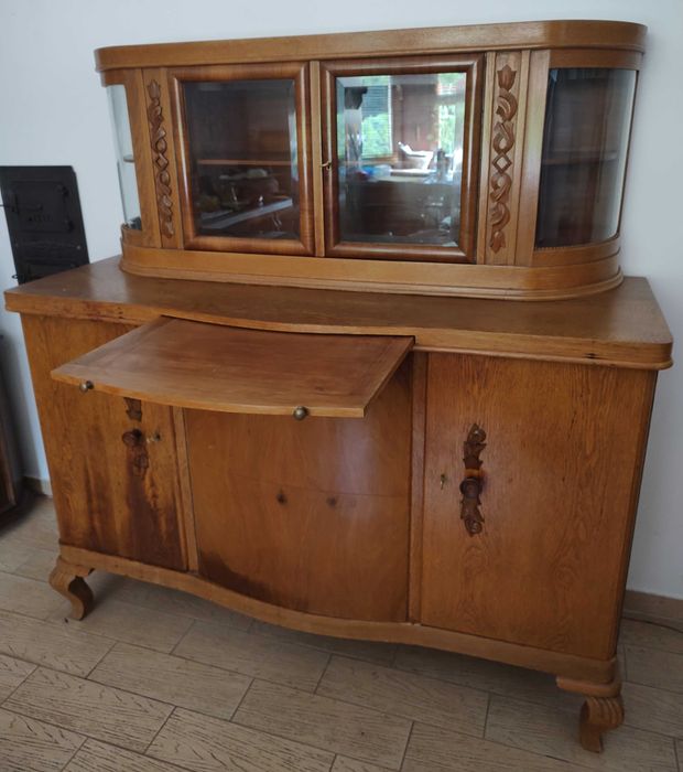 Zabytkowy kredens z przeszkloną nadstawką [możliwy osobny zakup]