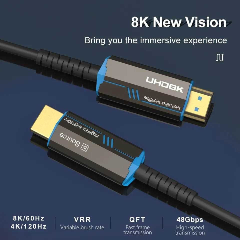 Оптический кабель HDMI 2.1 8k 60hz 4k 120hz 2k 144hz 240hz 10/15/20/30