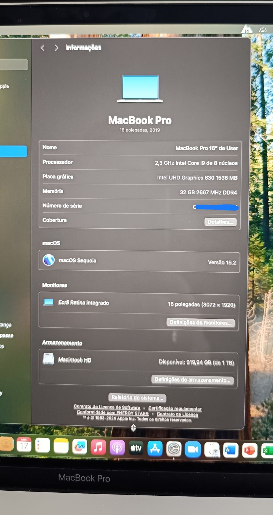 MacBook Pro A2141, i9, 32gb RAM e 1Tb disco