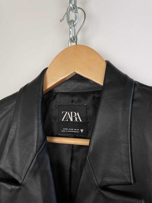 Жіночий піджак блейзер зі штучної шкіри zara xs
