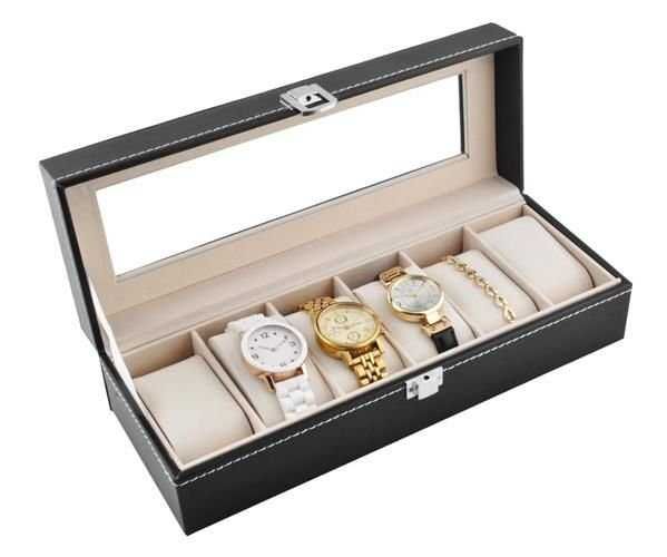 Pudełko na zegarki Organizer szkatułka na 6 zegarków blansoletki