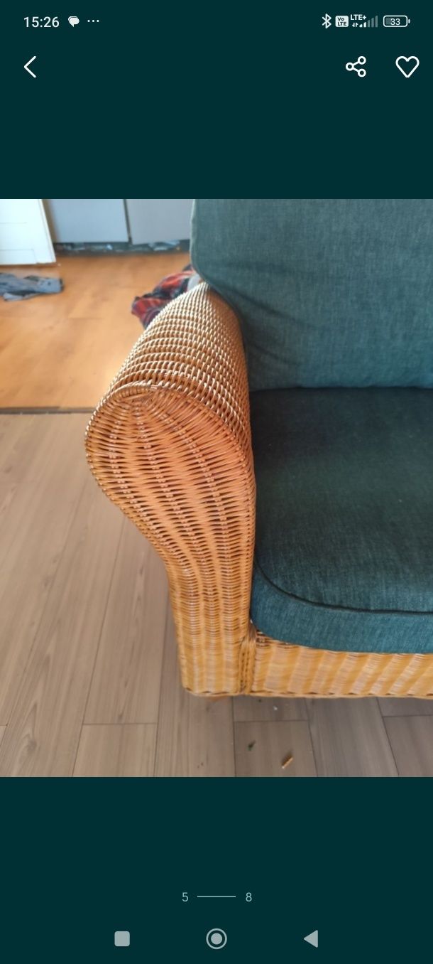 Piękny fotel wiklinowy Boho ikea rattan