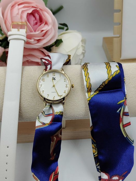 Kurren Zegarek damski pasek i wstążka satynowa SUPER