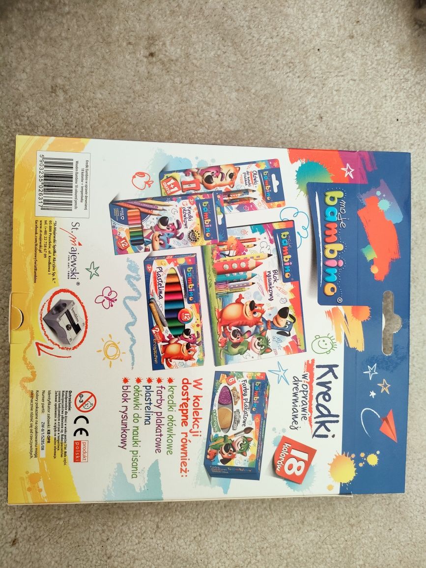 Kredki bambino grube w oprawie drewnianej