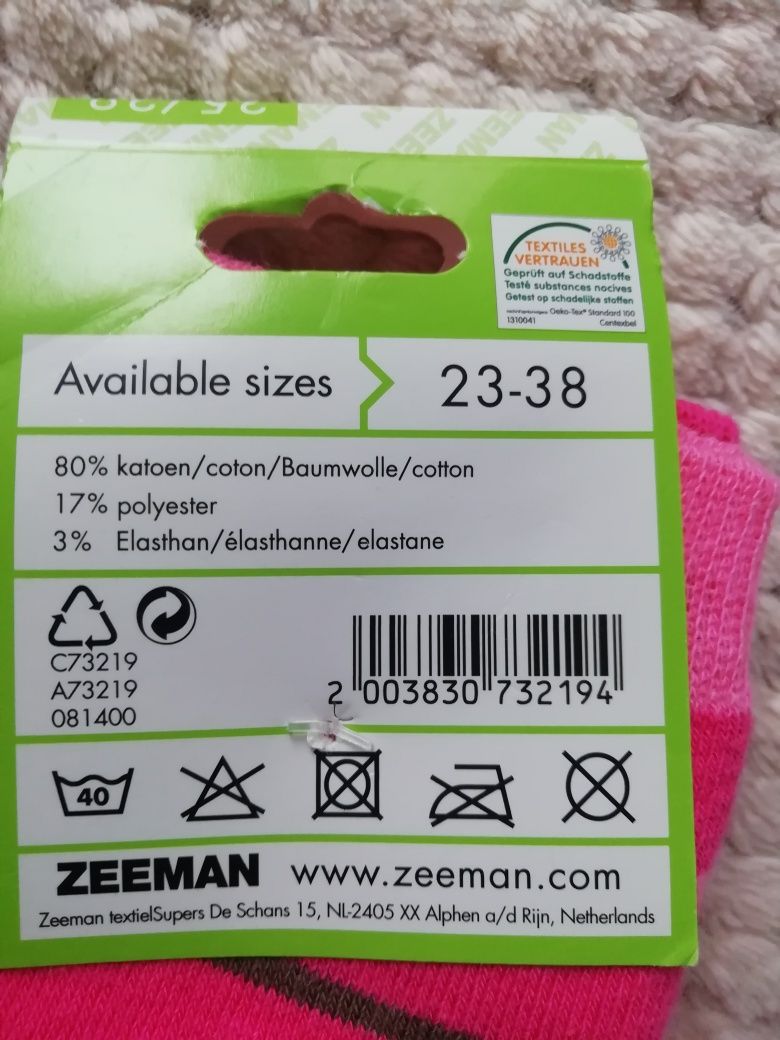 Ciepłe frotowe skarpety dziewczęce nowe 35/38 dwupak