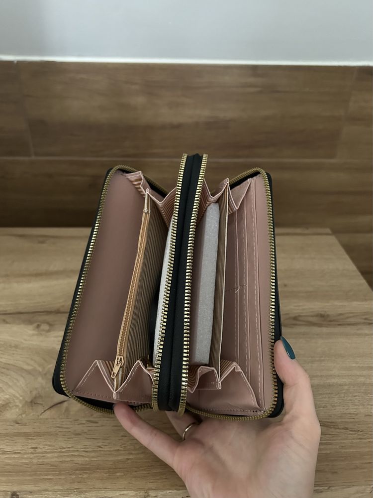 Czarny duży portfel damski nowy