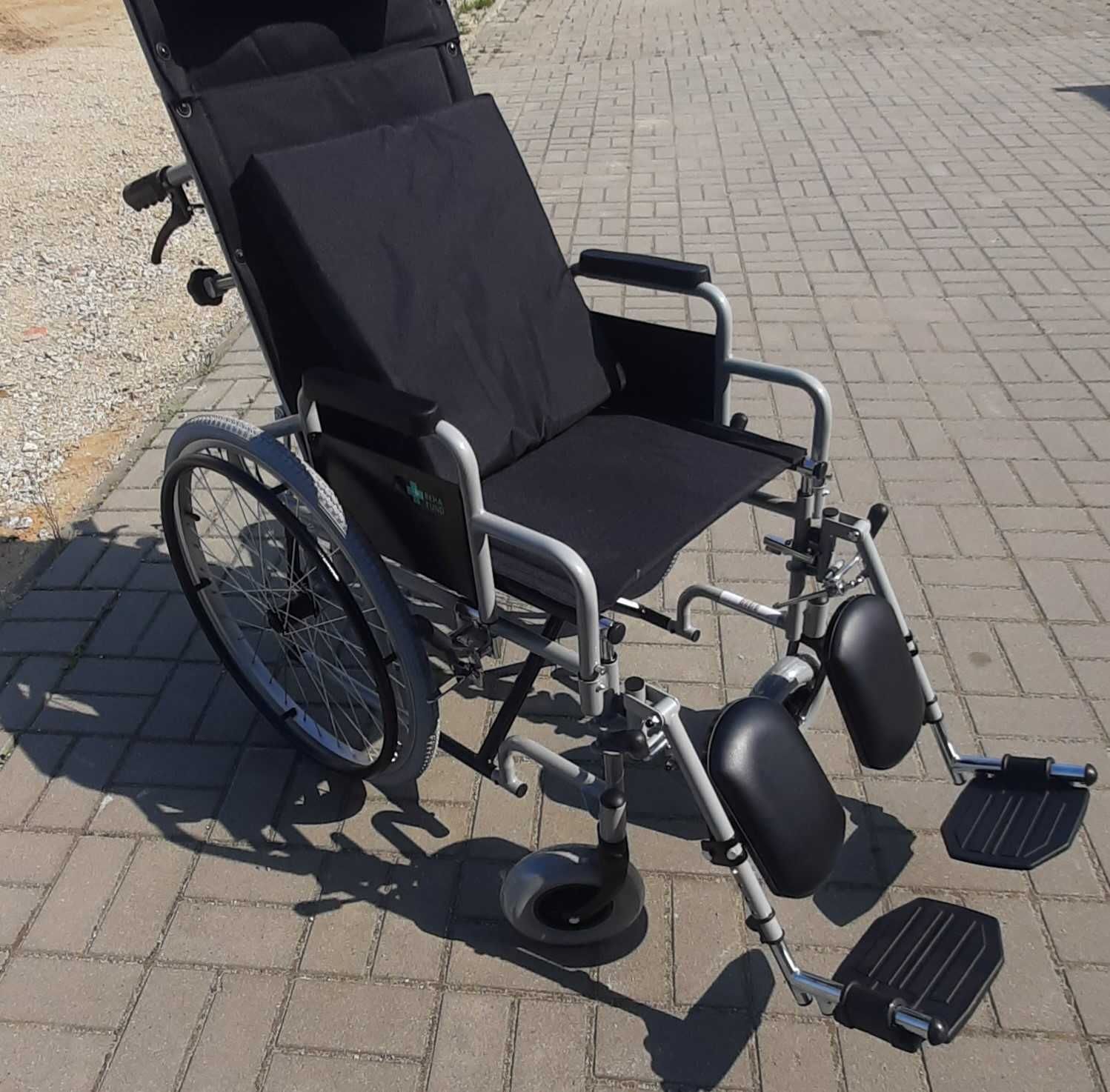 Wózek inwalidzki rama aluminiowa zmienny kąt oparcia i podnóżek