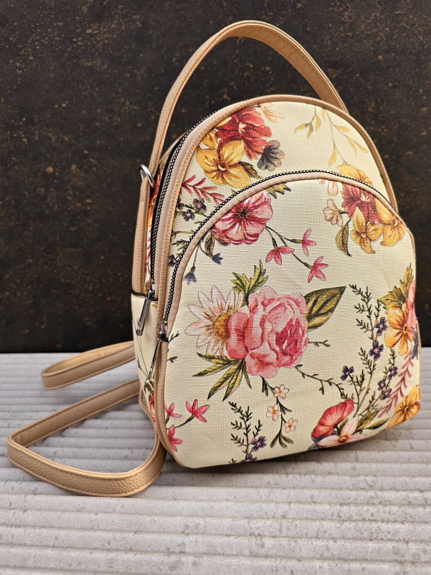 Marco Contti modny damski plecak w kwiaty nowy