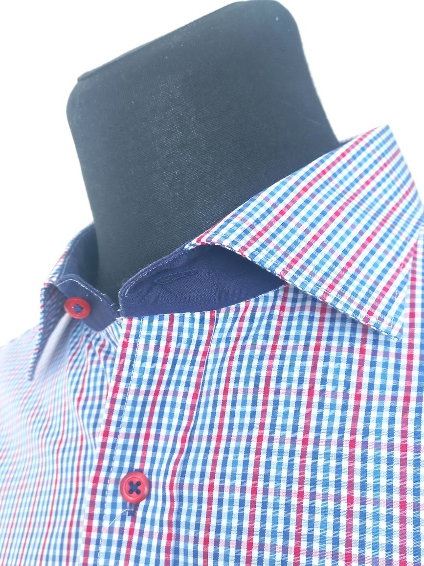 duża - rozmiar 46 kolorowa w kratkę męska koszula Eterna comfort fit