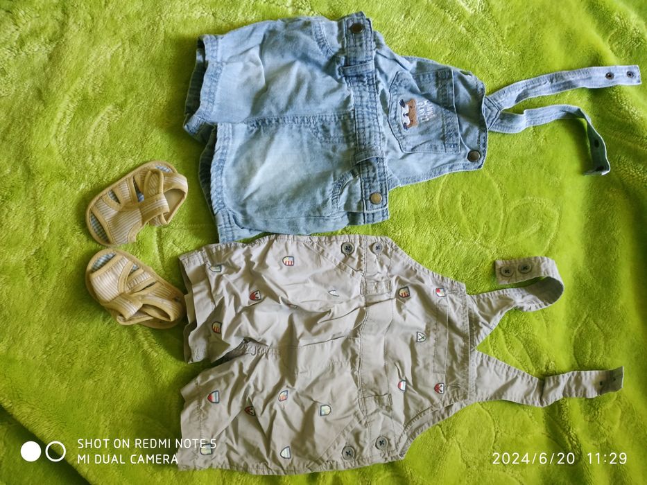 Ogrodniczki spodnie z szelkami 80 szorty krótkie spodenki paka lato