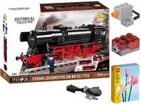 COBI 6283 - Lokomotywa DR BR 52/TY2 + silnik, światła i LEGO 40647
