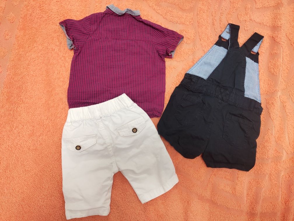 Набор одежды для мальчика. Комбинезон, белые шорты, рубашка 9-12 м.