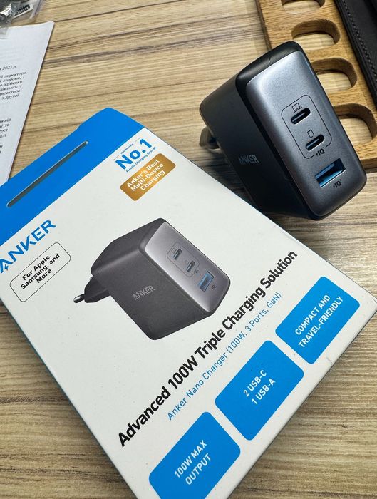 зарядний пристрій Anker PowerPort 736 Nano II GaN 100W Black