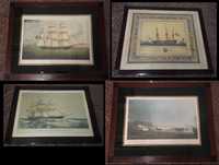 Conjunto de 3 gravuras — reproduções do Museu de Marinha — emolduradas