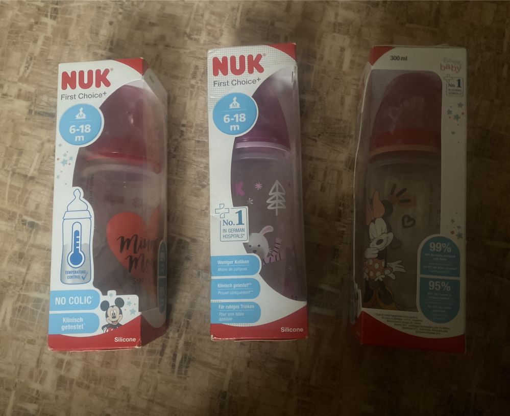 Новые бутылочки Микки пеппа винни Nuk нук 6-18 сменные соски