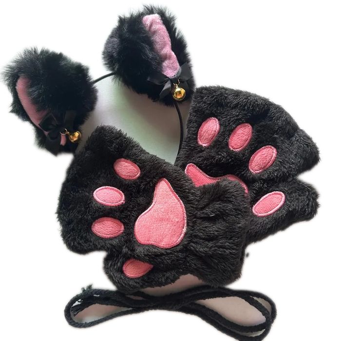 Kostium kota Kocie uszy opaska rękawiczki strój kota przebranie łapki