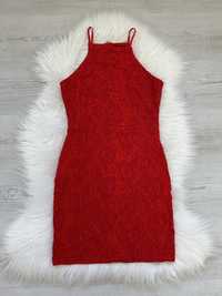 Czerwona krótka koronkowa sukienka obcisła missguided r. S 36