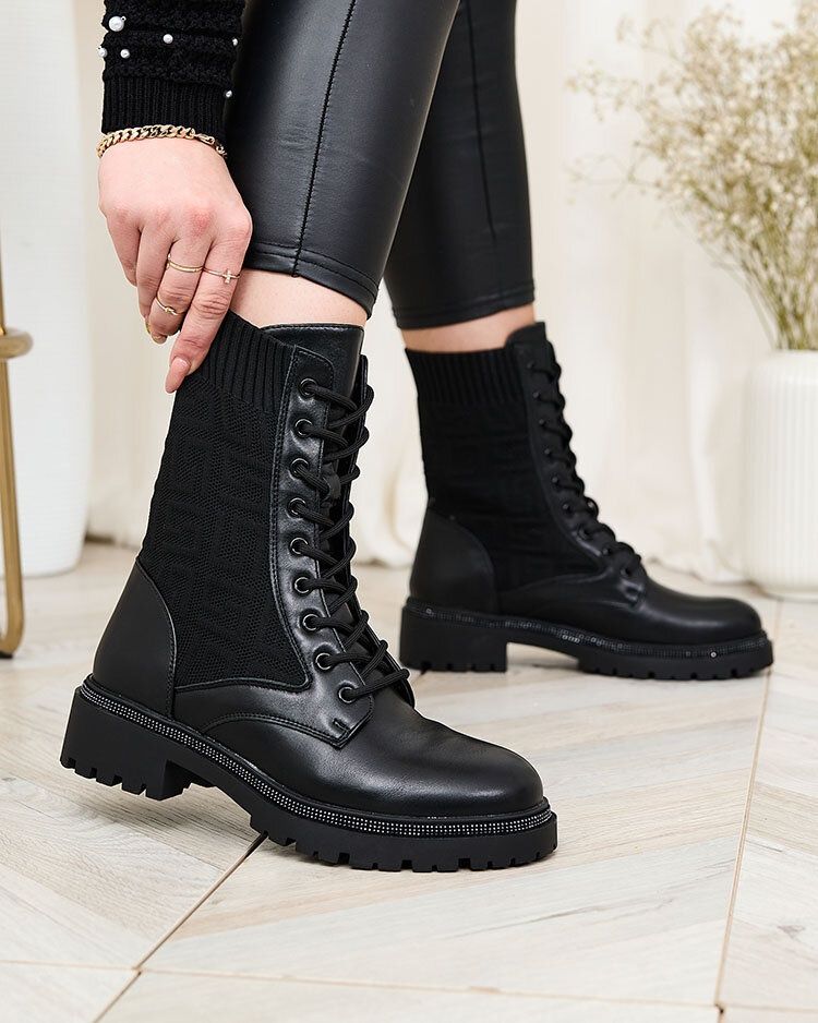 36 37 38 botki 39 40 41 workery z materiałową cholewką wiązane sznurow