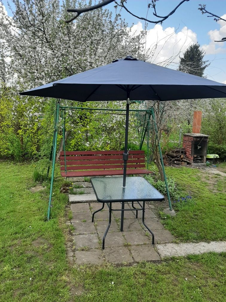 Komplet lub oddzielnie parasol ogrodowy stol szklany rozłożony