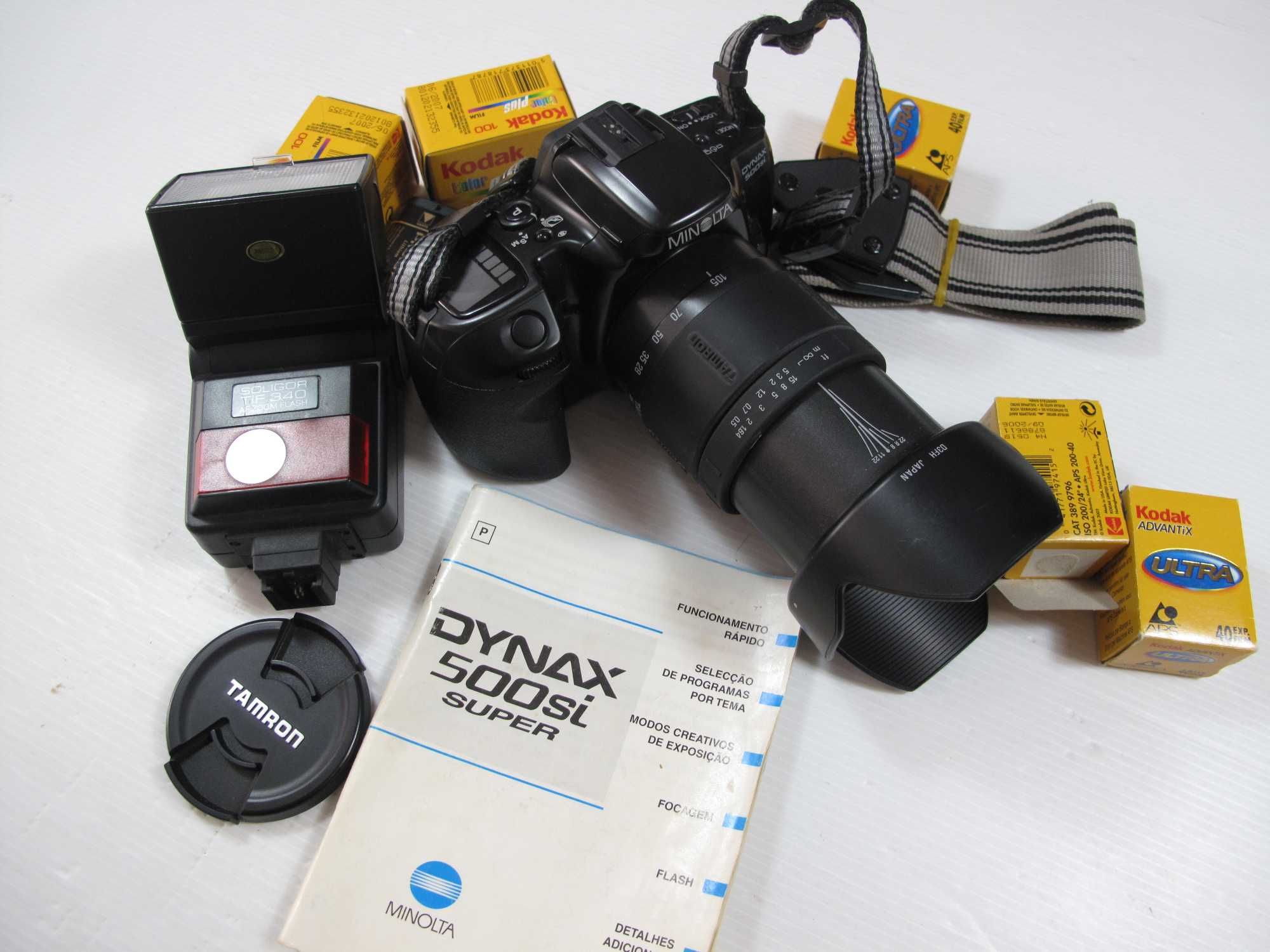 Minolta (Sony) Dinax 500si + lente +flash - Maquina de Rolo