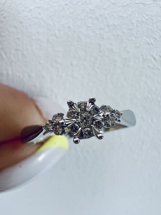 Золотое кольцо с бриллиантами белое золото 585 проба