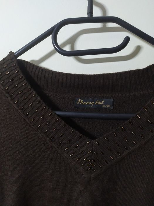 brązowy sweter oversize xl xxl darkacademia oldmoney