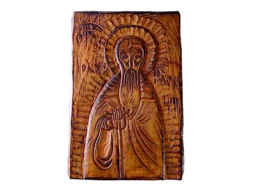 piękna stara drewniana płaskorzeźba ikona