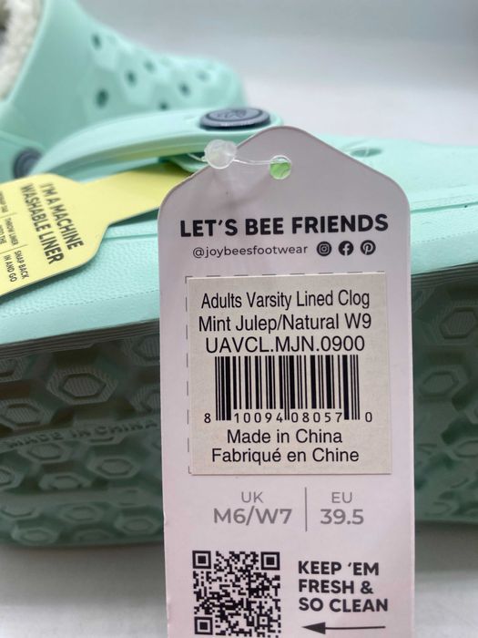 Утеплені крокси Joybees Varsity Lined Clog Mint Julep оригінал